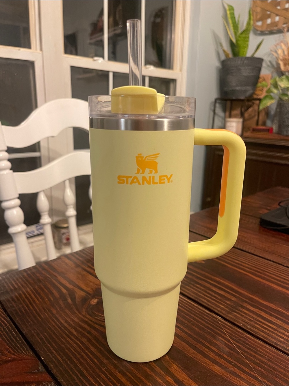 Stanley Pale Yellow Insulated Travel Tumbler with Handle and Straw